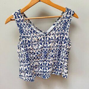 WAYF Blue geometric‎ print cropped tank top- Size S
